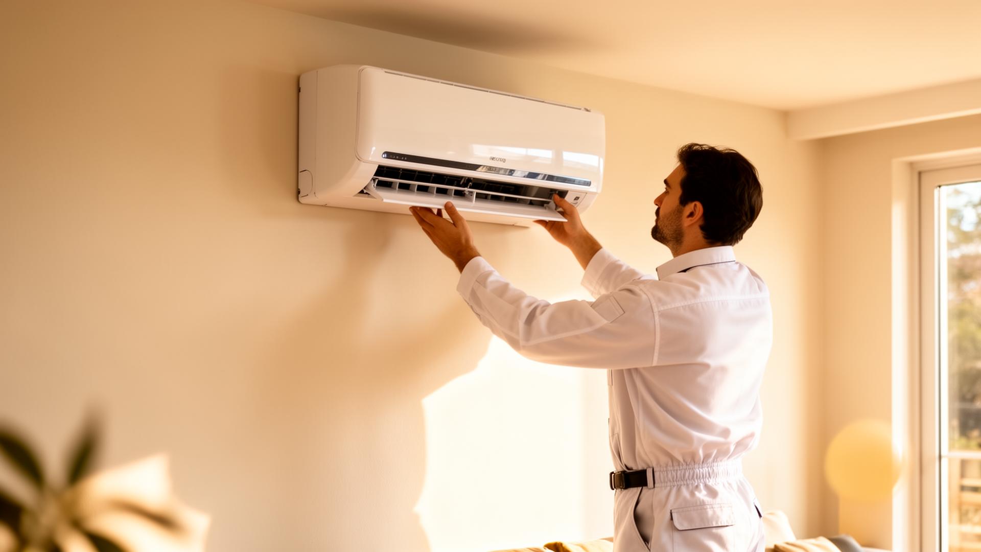 Klímaszerelő telepítés közben